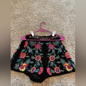 Floral Embroidered Kids Shorts